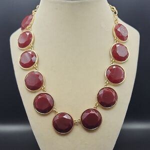 Elegant Gold and Red Statement Necklace